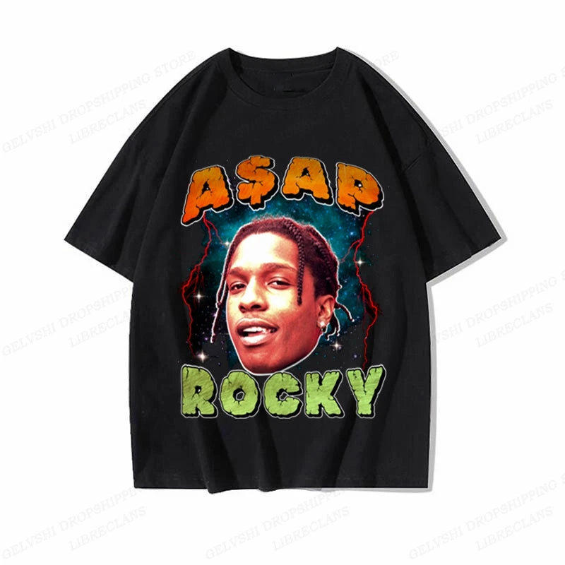 ASAP Rocky T-shirt Hip Hop Tops Tees Short Sleeve Camisetas Hombre Tops