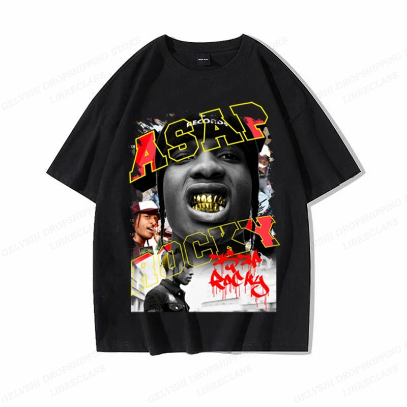 ASAP Rocky T-shirt Hip Hop Tops Tees Short Sleeve Camisetas Hombre Tops
