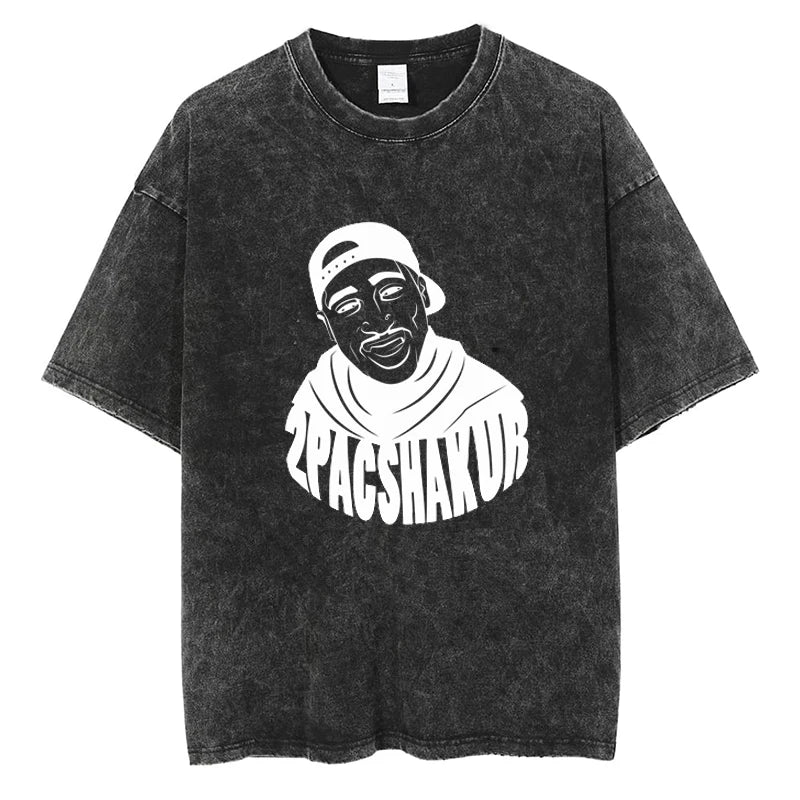 Tupac 2PAC T-shirts Vintage Tshirt for Men Hip Hop Rapper Graphic