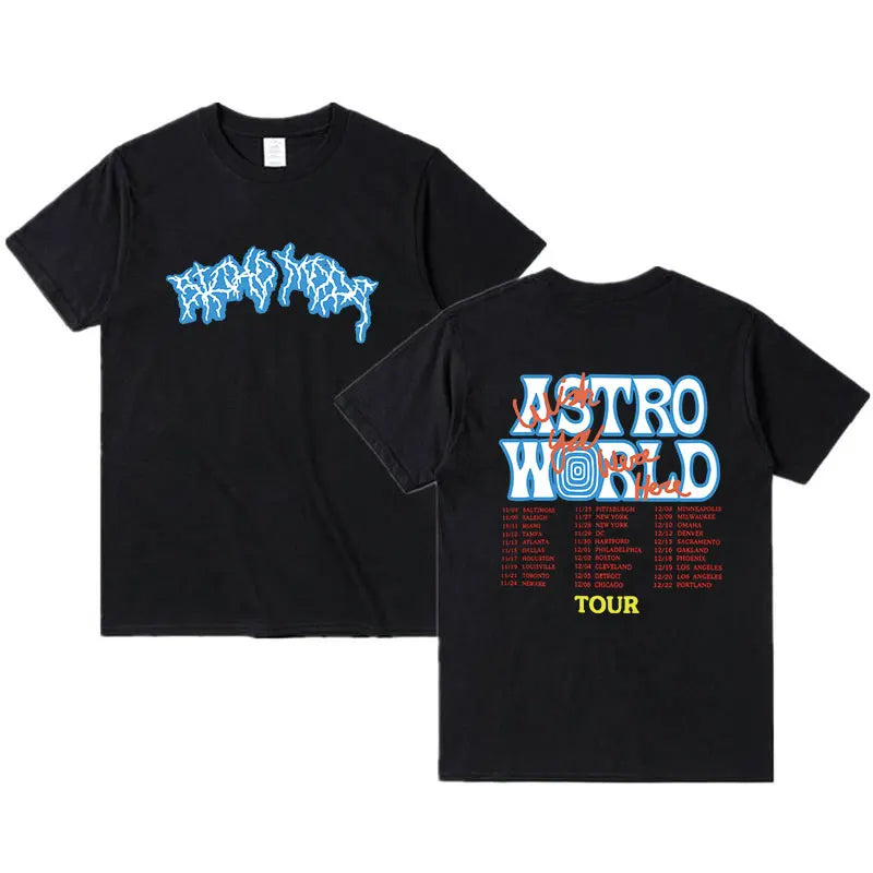 Astroworld Crew Neck T-Shirt Y2K 21ss Travis scott Shirt